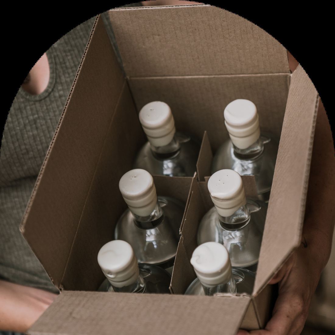 Bottles boxed for dispatch